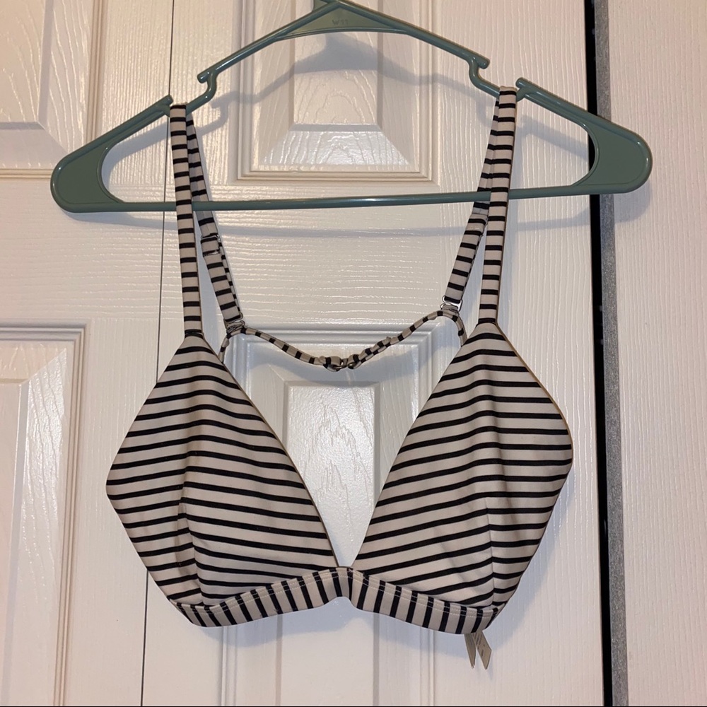 Hollister black and white stripped bikini top